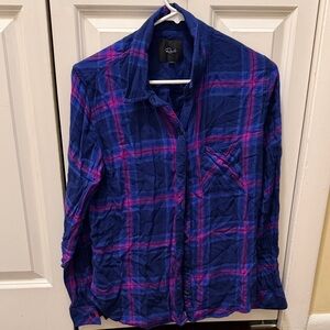 Rails Blue and Pink Plaid Button Down Shirt